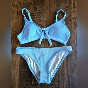 Light Blue Ribbed Bikini Set